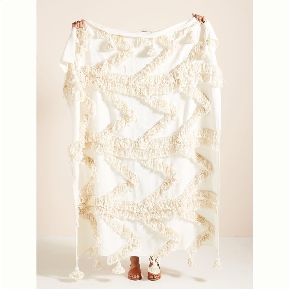 ANTHROPOLOGIE Fringe Bay Throw Blanket